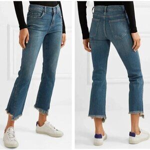 Current/Elliot Fan Kick Flare Distressed Raw Hem Jeans Size 29